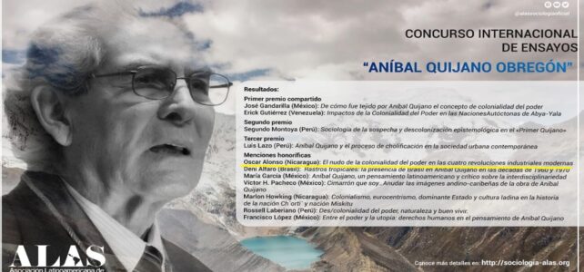 Mención Honorífica: Concurso Internacional de ensayos «Aníbal Quijano Obregón” Mención Honorífica: Concurso Internacional de ensayos «Aníbal Quijano Obregón”